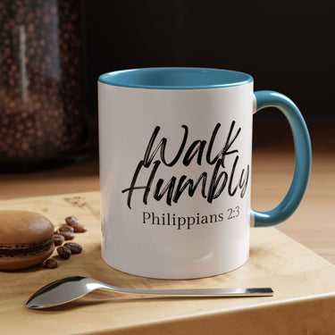 Faith Culture - Walk Humbly - Philippians 2:3 Christian Coffee Mug 11oz Light Blue