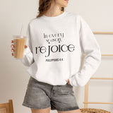 Rejoice Christian Sweatshirt | Philippians 4:4 - Faith Culture