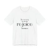 Rejoice Christian T-Shirt | Philippians 4:4 - Faith Culture