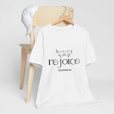 Rejoice Christian T-Shirt | Philippians 4:4 - Faith Culture