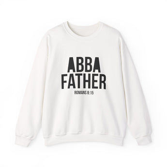 Abba Father Christian Sweatshirt – Romans 8:15 in white | Faith Culture