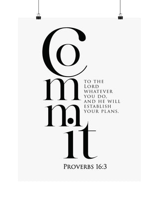 Commit Your Work to the Lord Christian wall poster inspired by Proverbs 16:3