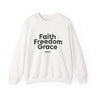 Faith Freedom Grace Christian Sweatshirt – John 8:36 in white | Faith Culture