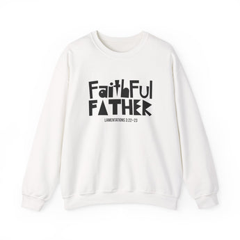 Faithful Father Christian Sweatshirt – Lamentations 3:22–23 in white | Faith Culture