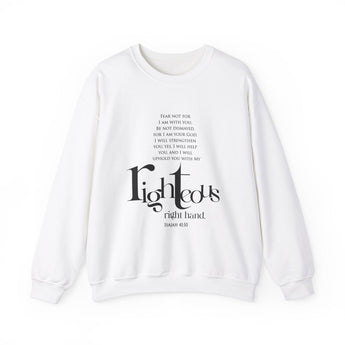 Fear Not, I Am With You Christian Sweatshirt – Isaiah 41:10 in white | Faith Culture