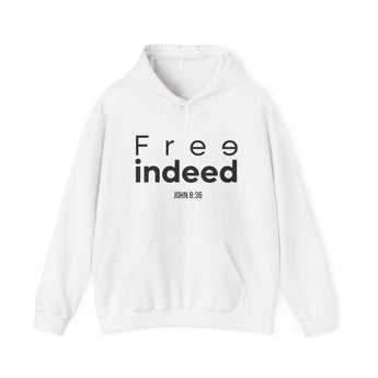 Free Indeed Abstract Christian Hoodie – John 8:36 in white | Faith Culture