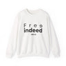 Free Indeed Abstract Christian Sweatshirt – John 8:36 in white | Faith Culture