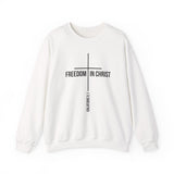 Freedom in Christ Christian Sweatshirt – Galatians 5:1 in white | Faith Culture