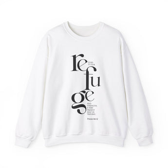 God Is Our Refuge Christian Sweatshirt – Psalm 46:1–2 in white | Faith Culture