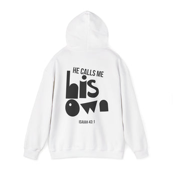 He Calls Me His Own Christian Hoodie – Isaiah 43:1 in white | Faith Culture