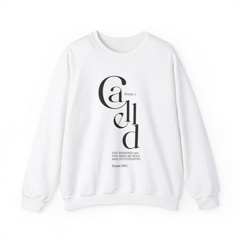 In the Day I Called Christian Sweatshirt – Psalm 138:3 in white | Faith Culture