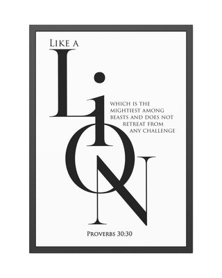 Like a Lion framed Christian wall art inspired by Proverbs 30:30