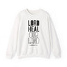 Lord Heal Our Land Christian Sweatshirt – 2 Chronicles 7:14 in white | Faith Culture