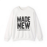 Made New Christian Sweatshirt – 2 Corinthians 5:17 in white | Faith Culture