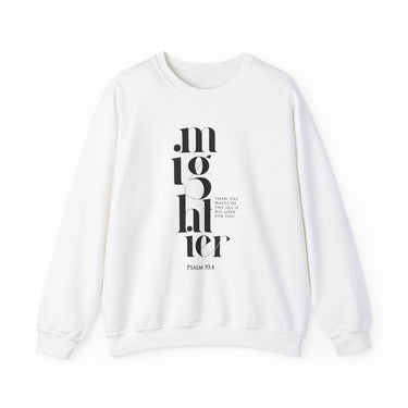 Mighty God Christian Sweatshirt in white | Faith Culture