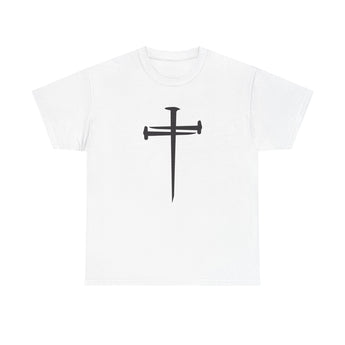 Nails of Grace Christian T-Shirt — Cross Design in white