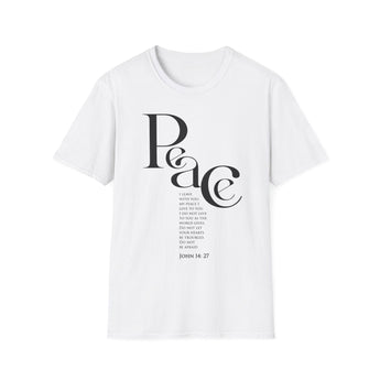 Peace I Leave with You Christian T-Shirt — John 14:27 in white