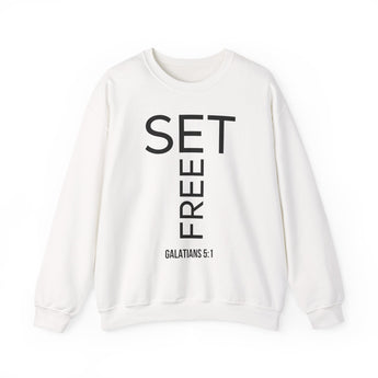 Set Free Christian Sweatshirt – Galatians 5:1 in white | Faith Culture