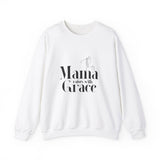 This Mama Raises with Grace Christian Sweatshirt in white | Faith Culture