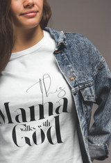 This Mama Walks with God Christian Sweatshirt in white | Faith Culture