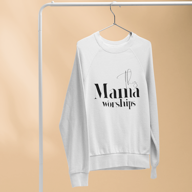 This Mama Worships Christian Sweatshirt in white | Faith Culture