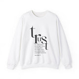 Trust in the Lord Christian Sweatshirt – Proverbs 3:5 in white | Faith Culture