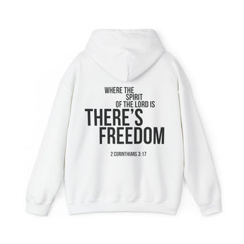 Where the Spirit Is There Is Freedom Christian Hoodie – 2 Corinthians 3:17 in white | Faith Culture